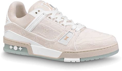 lv trainer beige|louis vuitton beige trainers.